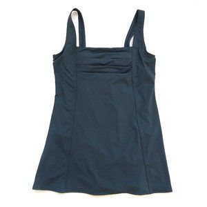 Calvin Klein 1 Piece Woman's Swimsuit - Modest Skirted Rushed Deep Blue-green 6